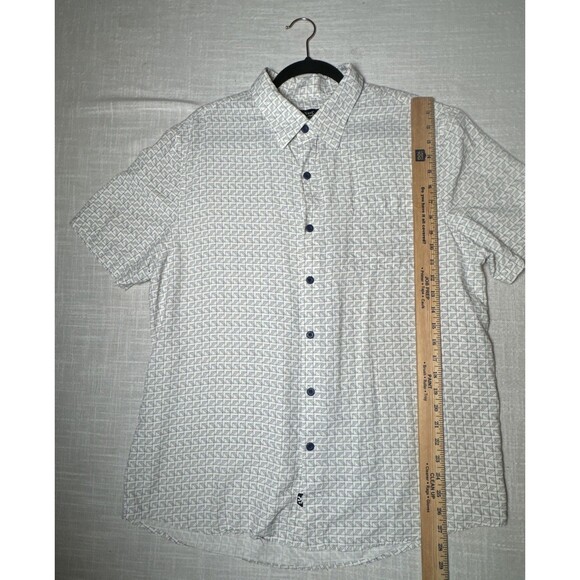 Nat Nast‎ Luxury Men’s Large Short Sleeve Button Up Silk Blend Geometric Print - Picture 7 of 8
